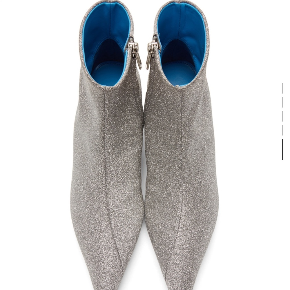 Silver Glitter Ankle Boots Balenciaga, Size 39, With … Gem